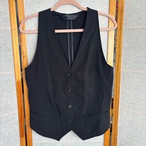 Norma Kamali Black Tailored Button Front Waistcoat Vest Size Medium/Large Read